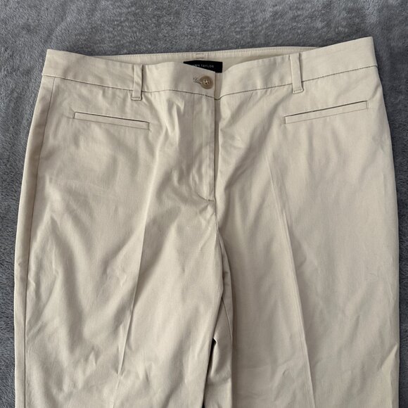 Ann Taylor 2025 The Cotton Crop Pants Women's size 14 Khaki Straight Leg - Picture 2 of 8